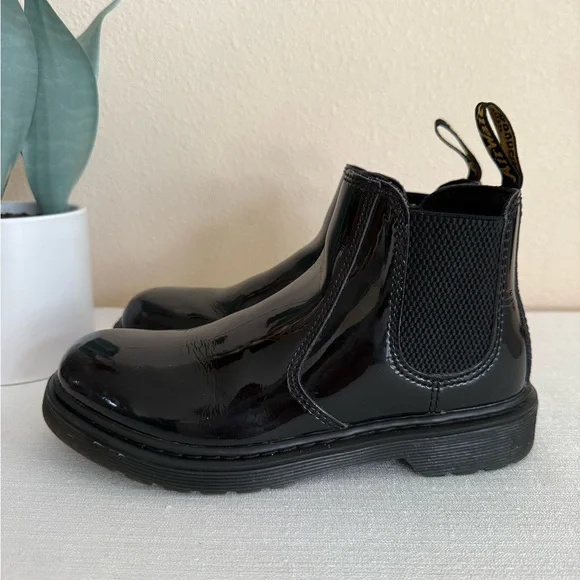 Dr. Martins Black Patent Leather Unisex Chelsea Boots - Picture 3 of 12